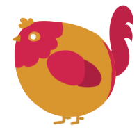 A orange and crimson chicken with a head pattern