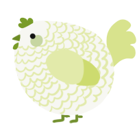 A white and lemon chicken with a lace pattern