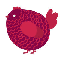 A maroon and crimson chicken with a lace pattern