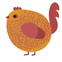 A orange and red chicken with a double-lace pattern