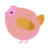 A pink and orange chicken with a lace pattern