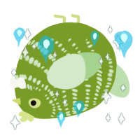 A chartreuse and gluppy chicken with a bar pattern