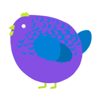 A blurple and sapphire chicken with a half-lace pattern