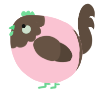A rose and bark chicken with a head pattern