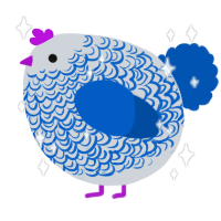 A mist and ultramarine chicken with a double-lace pattern