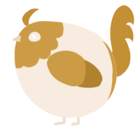 A cream and gold chicken with a head pattern