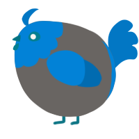 A grey and sapphire chicken with a head pattern