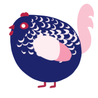 A navy and rose chicken with a half-lace pattern