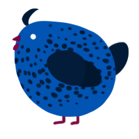 A ultramarine and tumblr chicken with a speckle pattern