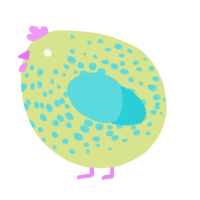 A lemon and aqua chicken with a speckle pattern