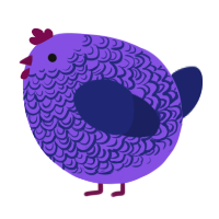 A blurple and navy chicken with a double-lace pattern