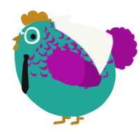 A turquoise and plum chicken with a half-lace pattern