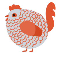 A mist and vermilion chicken with a lace pattern