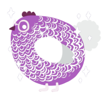 A amethyst and silver chicken with a double-lace pattern