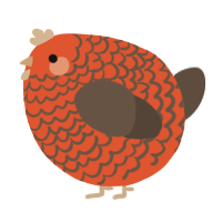 A vermilion and bark chicken with a lace pattern