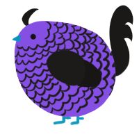 A blurple and sable chicken with a lace pattern