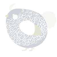 A mist and white chicken with a double-lace pattern
