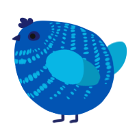 A ultramarine and cerulean chicken with a bar pattern