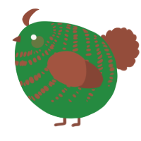 A viridian and russet chicken with a bar pattern