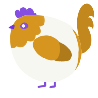 A white and ochre chicken with a head pattern