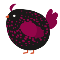 A sable and maroon chicken with a speckle pattern