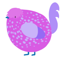 A orchid and lilac chicken with a speckle pattern