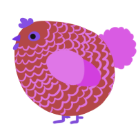 A red and orchid chicken with a lace pattern