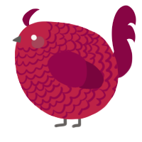 A crimson and maroon chicken with a lace pattern