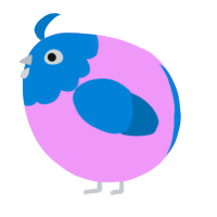A lavender and sapphire chicken with a head pattern