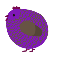 A violet and bark chicken with a lace pattern