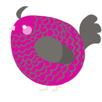 A fuchsia and grey chicken with a lace pattern