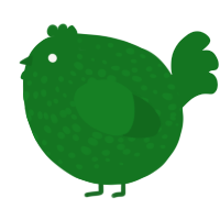 A leaf chicken with a speckle pattern
