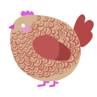 A beige and red chicken with a double-lace pattern