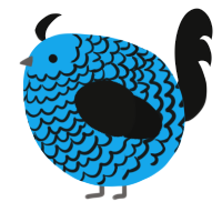 A sky and black chicken with a lace pattern