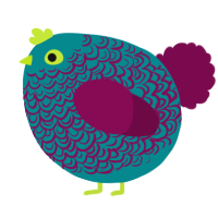 A teal and wine chicken with a double-lace pattern