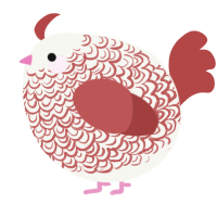 A white and red chicken with a double-lace pattern