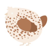 A cream and brown chicken with a speckle pattern