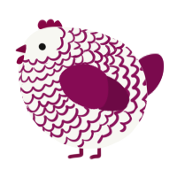 A white and wine chicken with a lace pattern