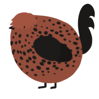A russet and sable chicken with a speckle pattern