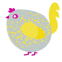 A silver and yellow chicken with a speckle pattern