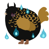 A black and gold chicken with a half-lace pattern