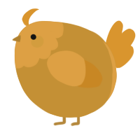 A gold and orange chicken with a head pattern