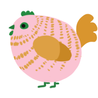 A rose and orange chicken with a bar pattern