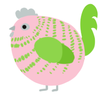 A rose and grass chicken with a bar pattern