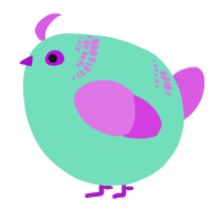 A mint and orchid chicken with a neck-band pattern