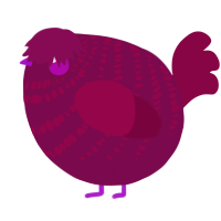 A wine and maroon chicken with a bar pattern