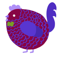 A maroon and indigo chicken with a lace pattern