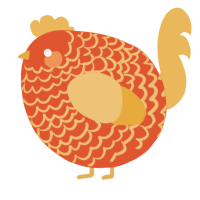 A vermilion and honey chicken with a lace pattern