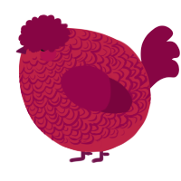 A crimson and maroon chicken with a double-lace pattern