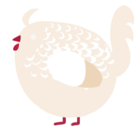 A cream chicken with a half-lace pattern